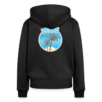 Vacances à Vegas - Sweat à capuche zippé Premium bio Femme - noir - Dos - Julia (174cm)