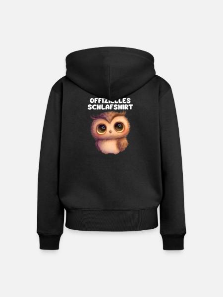 Kuschelige NachtEule Schlafshirt - Frauen Premium Bio Zip Hoodie - Schwarz
