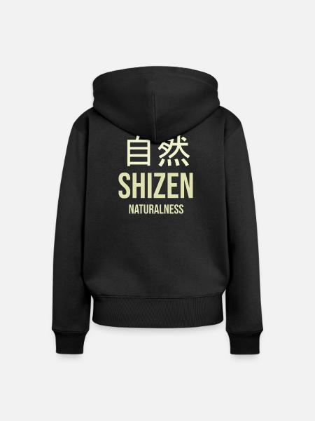 Natur Zen SHIZEN - Frauen Premium Bio Zip Hoodie - Schwarz