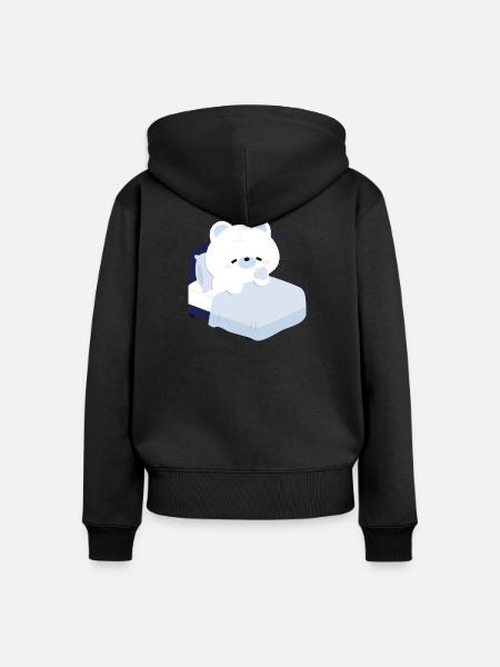 Verträumter Eisbär auf kuscheligem Bett - Frauen Premium Bio Zip Hoodie - Schwarz