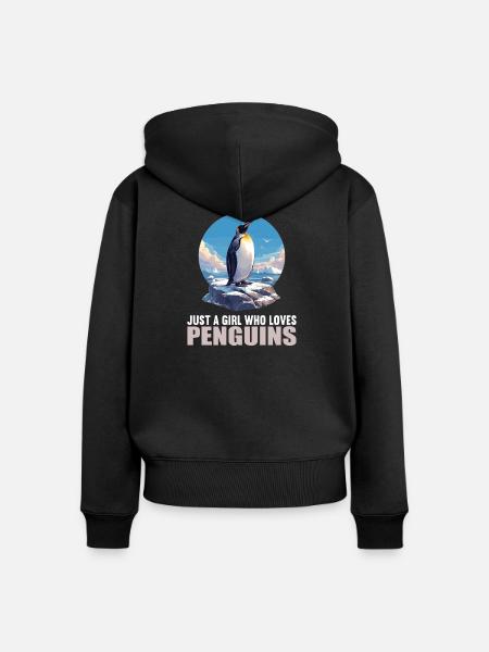 Pinguine Pinguin - Frauen Premium Bio Zip Hoodie - Schwarz