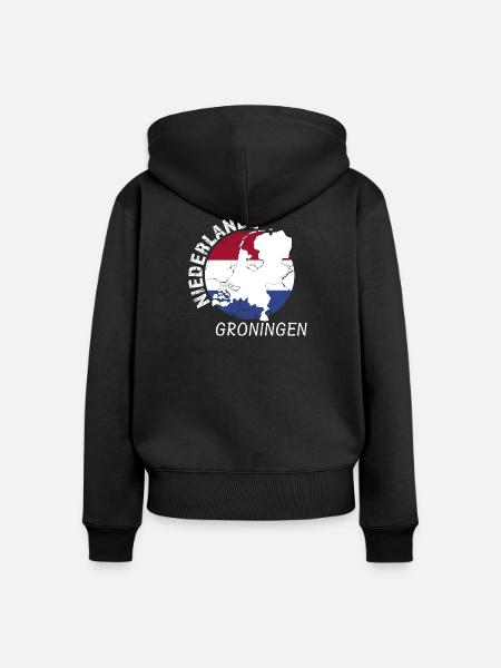 Groningen - Frauen Premium Bio Zip Hoodie - Schwarz