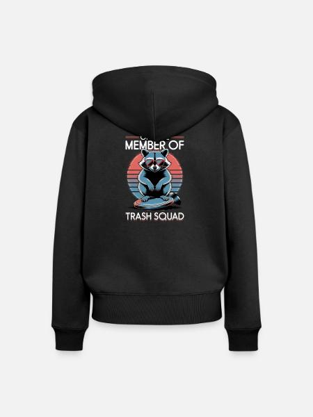Funny Raccoon - Frauen Premium Bio Zip Hoodie - Schwarz