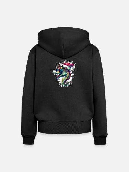 Seepferd Weihnachten Lustig - Frauen Premium Bio Zip Hoodie - Schwarz