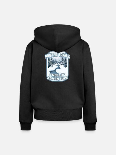 Winterwanderwege endloses Wanderabenteuer - Frauen Premium Bio Zip Hoodie - Schwarz