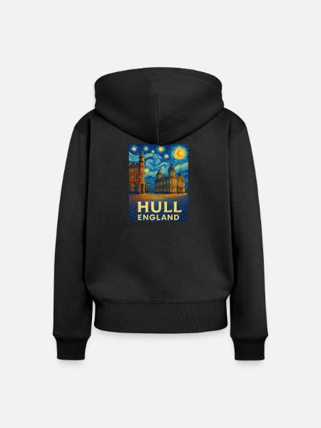 Hull England - Frauen Premium Bio Zip Hoodie - Schwarz