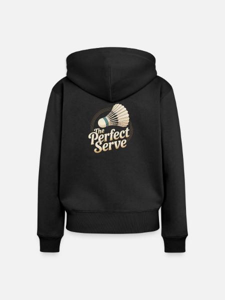 Retro Badminton - Frauen Premium Bio Zip Hoodie - Schwarz