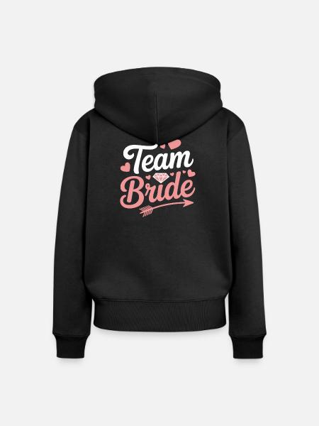 Team Bride Brautparty Herz Diamant - Frauen Premium Bio Zip Hoodie - Schwarz