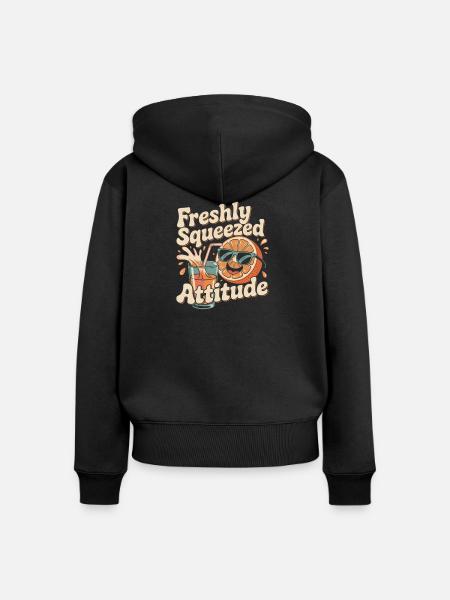 Retro Orange - Frauen Premium Bio Zip Hoodie - Schwarz
