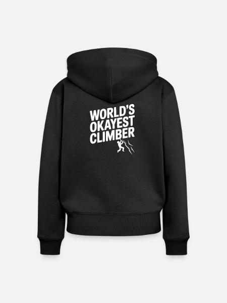 Der okayste Kletterer der Welt - Frauen Premium Bio Zip Hoodie - Schwarz