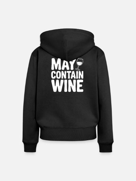 Kann Wein enthalten - Frauen Premium Bio Zip Hoodie - Schwarz