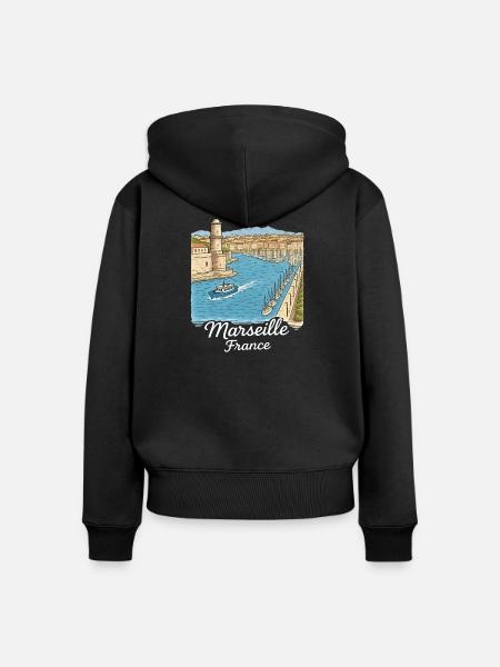 Marseille Frankreich - Frauen Premium Bio Zip Hoodie - Schwarz