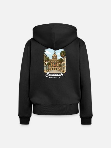 Savannah Georgia - Frauen Premium Bio Zip Hoodie - Schwarz