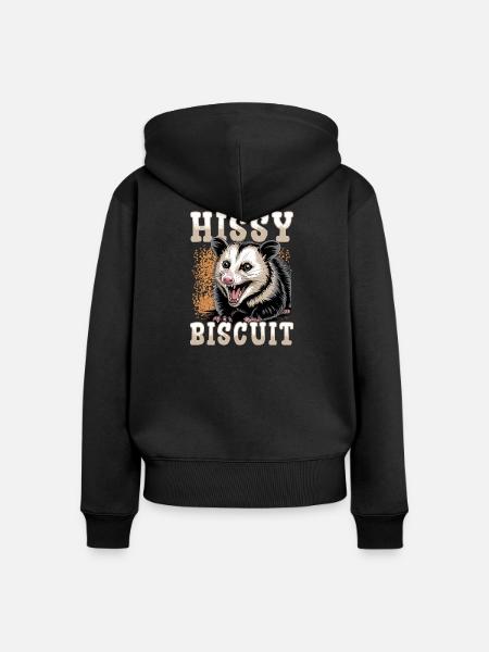 Funny Opossum - Frauen Premium Bio Zip Hoodie - Schwarz