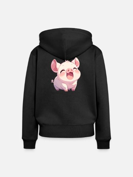 Schweine Schwein - Frauen Premium Bio Zip Hoodie - Schwarz