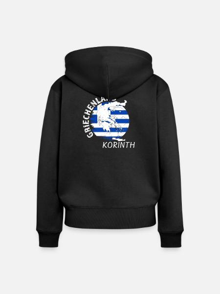 Korinth - Frauen Premium Bio Zip Hoodie - Schwarz