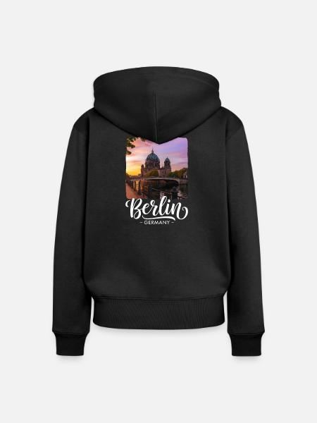 Berlin - Frauen Premium Bio Zip Hoodie - Schwarz