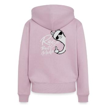 Rage Bait Llama Alpaga Lunettes de Soleil Doigt d’Honneur - Sweat à capuche zippé Premium bio Femme - rose poudré - Dos - Julia (174cm)