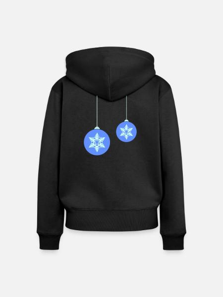 Weihnachtskugel Schneeflocken Blau Ornament - Frauen Premium Bio Zip Hoodie - Schwarz