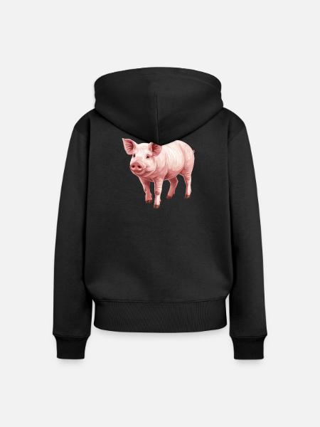 Schweine Schwein - Frauen Premium Bio Zip Hoodie - Schwarz