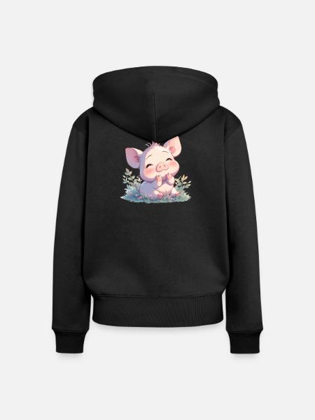 Schweine Schwein - Frauen Premium Bio Zip Hoodie - Schwarz