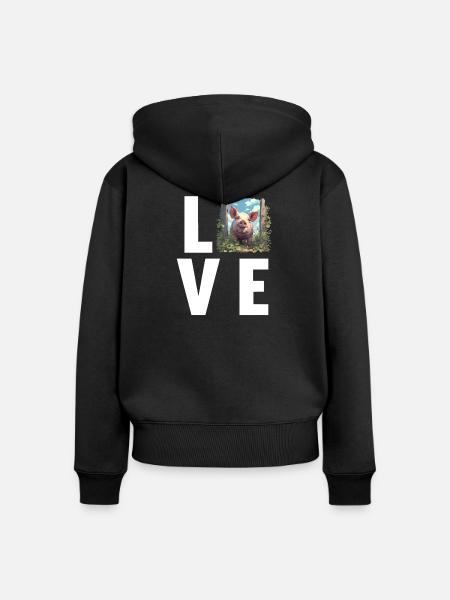 Schweine Schwein - Frauen Premium Bio Zip Hoodie - Schwarz