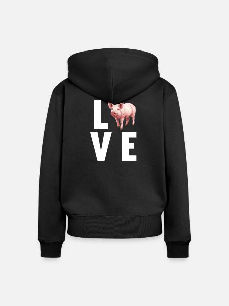 Schweine Schwein - Frauen Premium Bio Zip Hoodie - Schwarz