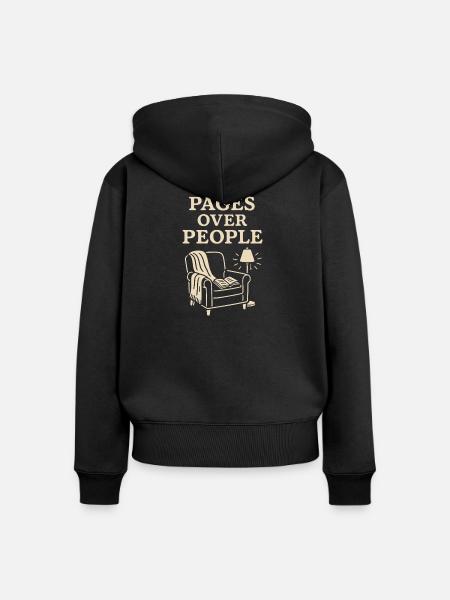 Bücherhafter, Gemütlicher - Frauen Premium Bio Zip Hoodie - Schwarz