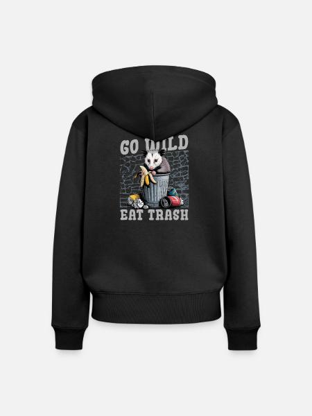 Funny Opossum - Frauen Premium Bio Zip Hoodie - Schwarz