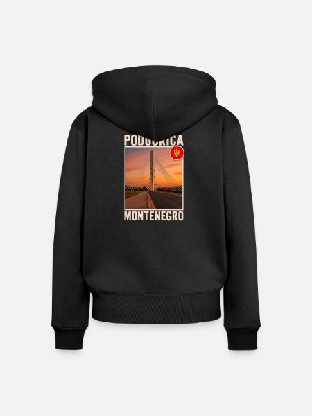 Podgorica Montenegro - Frauen Premium Bio Zip Hoodie - Schwarz