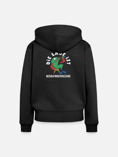 Die Lage ist besäufniserregend Fisch - Frauen Premium Bio Zip Hoodie - Schwarz