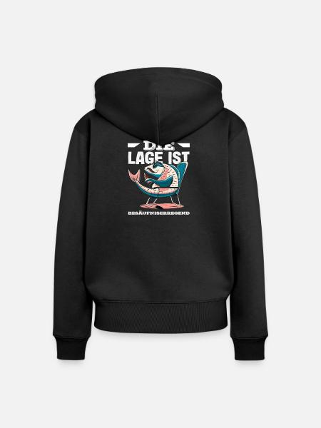 Die Lage ist besäufniserregend Fisch - Frauen Premium Bio Zip Hoodie - Schwarz