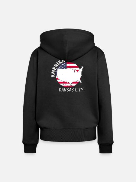 Kansas City - Frauen Premium Bio Zip Hoodie - Schwarz