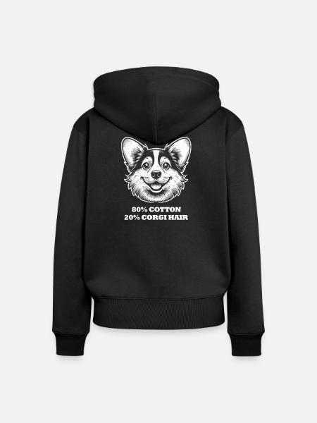 Corgi Haare - Frauen Premium Bio Zip Hoodie - Schwarz