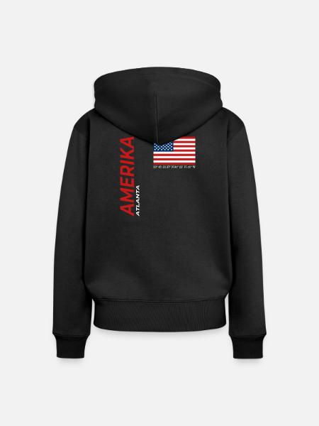 Atlanta - Frauen Premium Bio Zip Hoodie - Schwarz