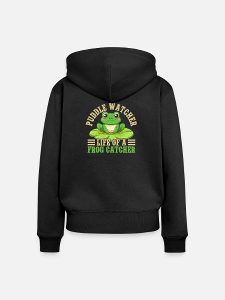 Frog Catcher Puddle Watcher Frog - Frauen Premium Bio Zip Hoodie - Schwarz