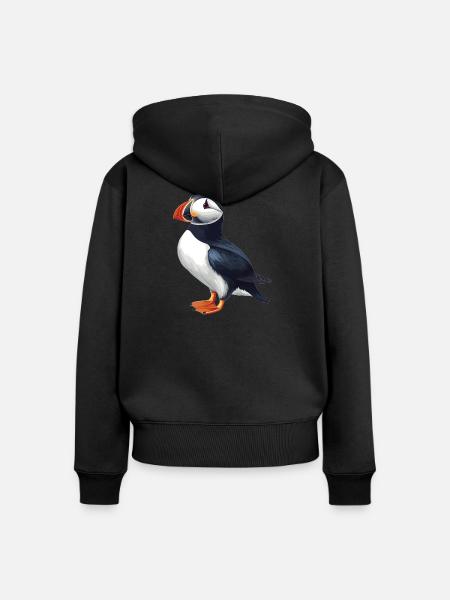Puffin Papageientaucher - Frauen Premium Bio Zip Hoodie - Schwarz
