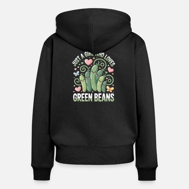 Une seule fille aime les haricots verts - Sweat à capuche zippé Premium bio Femme - noir