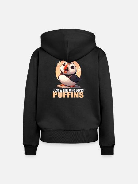 Puffin Papageientaucher - Frauen Premium Bio Zip Hoodie - Schwarz