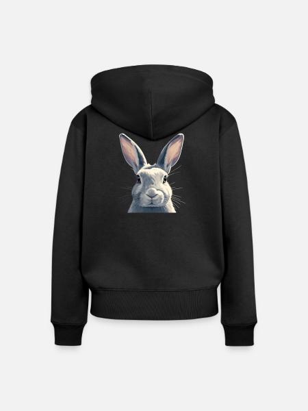 Hasen Hase - Frauen Premium Bio Zip Hoodie - Schwarz