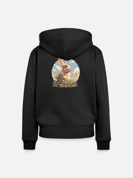 Hasen Hase - Frauen Premium Bio Zip Hoodie - Schwarz