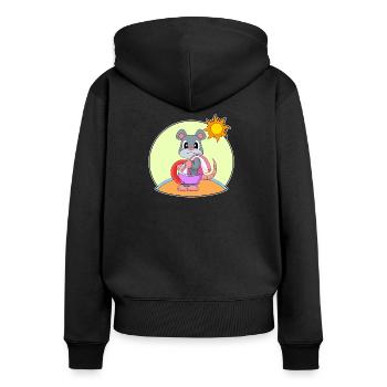 Maus Schwimmen Schwimmring Sommer - Frauen Premium Bio Zip Hoodie - Schwarz - Hinten - Julia (174cm)