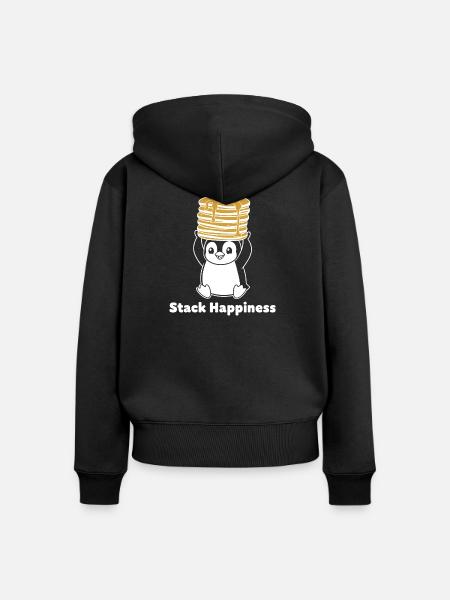 Stack Happiness Pinguin - Frauen Premium Bio Zip Hoodie - Schwarz