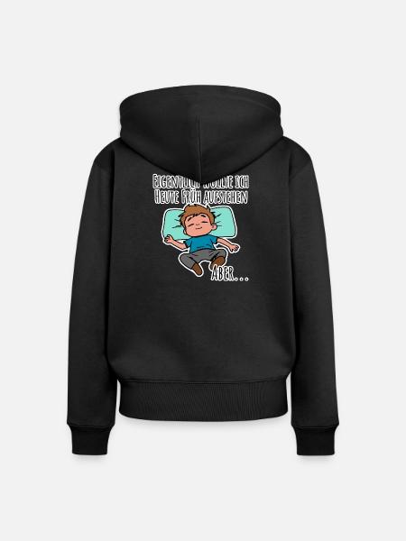 Morgenmuffel? Früh aufstehen oder faulenzen? - Frauen Premium Bio Zip Hoodie - Schwarz