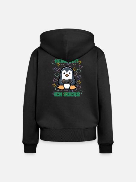 ich zocke - gaming - Frauen Premium Bio Zip Hoodie - Schwarz
