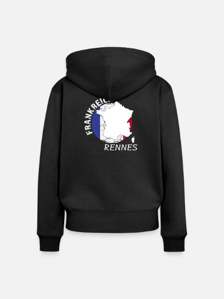 Rennes - Frauen Premium Bio Zip Hoodie - Schwarz
