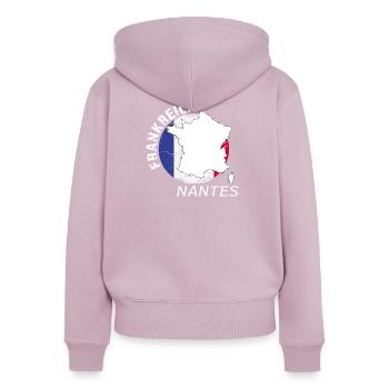 Nantes - Sweat à capuche zippé Premium bio Femme - rose poudré - Dos - Julia (174cm)