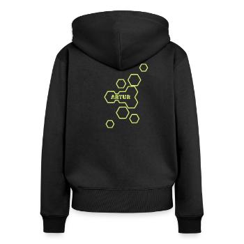 Artur als Name - Frauen Premium Bio Zip Hoodie - Schwarz - Hinten - Julia (174cm)