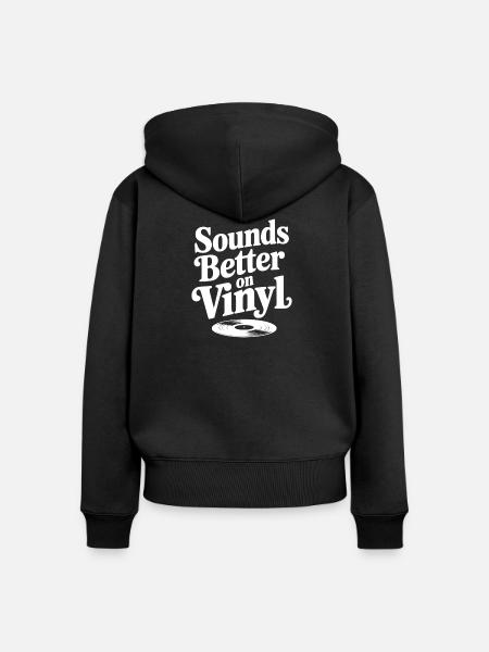 Klingt besser auf Vinyl - Frauen Premium Bio Zip Hoodie - Schwarz