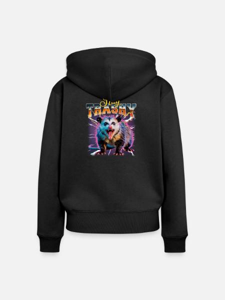 Funny Opossum - Frauen Premium Bio Zip Hoodie - Schwarz